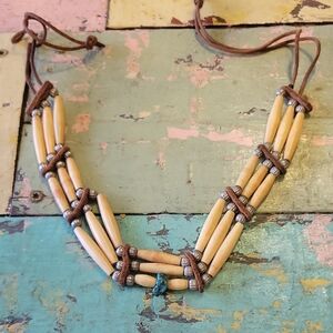 Handcrafted BONE and Silver Beaded Necklace
